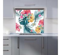 Warren Reed - Designer Watercolour Flamingo Hearts Kitchen Splashback in Green | Size: 900mm x 650mm Warren Reed - Designer Green 900mm x 650mm