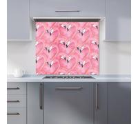 Warren Reed - Designer Watercolour Flamingo Hearts Kitchen Splashback in Pink | Size: 700mm x 650mm Warren Reed - Designer Pink 700mm x 650mm