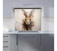 Warren Reed - Designer Watercolour Hare Face Kitchen Splashback W700Mm X H750Mm, Multi