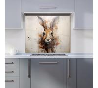 Warren Reed - Designer Watercolour Hare Face Kitchen Splashback W700Mm X H750Mm, Multi