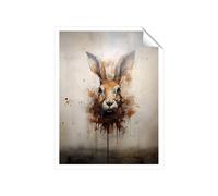 Warren Reed - Designer Watercolour Hare Face Unframed Art Print | Size: W16" x H24" Warren Reed - Designer Multicolor W16" x H24"