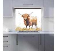 Warren Reed Designer Watercolour Highland Cow Kitchen Splashback