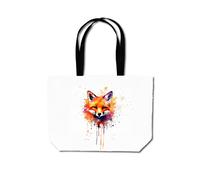 Warren Reed - Designer Watercolour Splashart Fox Face Beach Shopper Tote Bag in Orange Warren Reed - Designer Orange