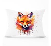 Warren Reed - Designer Watercolour Splashart Fox Face Cushions in Orange | Size: 45 cm x 45 cm Warren Reed - Designer Orange 45 cm x 45 cm