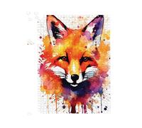 Warren Reed - Designer Watercolour Splashart Fox Face Jigsaw Puzzle in Orange | Size: 500 Piece Warren Reed - Designer Orange 500 Piece