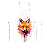 Warren Reed - Designer Watercolour Splashart Fox Face Junior Apron in Orange Warren Reed - Designer Orange