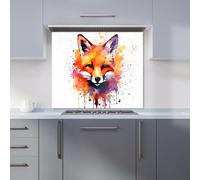 Warren Reed - Designer Watercolour Splashart Fox Face Kitchen Splashback in Orange | Size: 900mm x 750mm Warren Reed - Designer Orange 900mm x 750mm