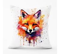 Warren Reed - Designer Watercolour Splashart Fox Face Outdoor Cushion in Orange | Size: 60 cm x 60 cm Warren Reed - Designer Orange 60 cm x 60 cm