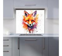 Warren Reed - Designer Watercolour Splashart Fox Face Kitchen Splashback W600Mm X H600Mm, Multi