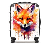 Warren Reed - Designer Watercolour Splashart Fox Face Suitcase Large, Multi