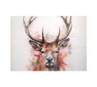 Warren Reed Designer Watercolour Splashart Stag Face Glass Chopping Board