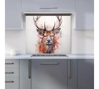 Warren Reed - Designer Watercolour Splashart Stag Face Kitchen Splashback in Brown | Size: 700mm x 650mm Warren Reed - Designer Brown 700mm x 650mm