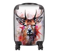 Warren Reed - Designer Watercolour Splashart Stag Face Suitcase in Brown | Size: Medium Warren Reed - Designer Brown Medium