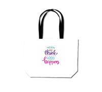 Warren Reed - Designer When You Think Positive Good Things Happen Beach Shopper Tote Bag in Pink Warren Reed - Designer Pink