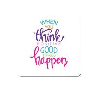 Warren Reed - Designer When You Think Positive Good Things Happen Coasters - Set of 4 in Pink Warren Reed - Designer Pink