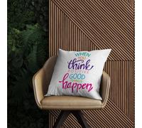 Warren Reed Designer When You Think Positive Good Things Happen Outdoor Cushion 60Cm X 60Cm