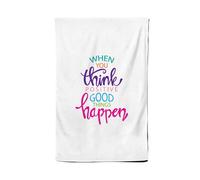 Warren Reed - Designer When You Think Positive Good Things Happen Tea Towel in Pink Warren Reed - Designer Pink
