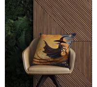 Warren Reed Designer Whimsical Witch On A Broomstick Outdoor Cushion 60Cm X 60Cm