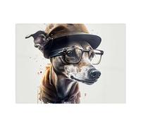 Warren Reed Designer Whippet Dog With Glasses Splashart Chopping Board