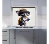 Warren Reed Designer Whippet Dog With Glasses Splashart Premium Glass Kitchen Splashback W900mm X H750mm