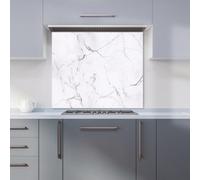 Warren Reed - Designer Premium White Marble Effect Kitchen Splashback 6mm Toughened Glass Kitchen Splashback - Heat Resistant Splashback for Kitchens, Perfect for Cookers and Hobs, Polished Edges
