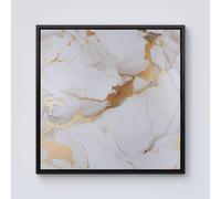 Warren Reed - Designer White Marble With Gold Framed Canvas in Black | Size: w40 inch x h40 inch Warren Reed - Designer Black w40 inch x h40 inch