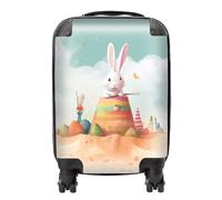 Warren Reed - Designer White Rabbit On A Beach Holiday Suitcase Mini Cabin, Multi