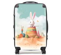 Warren Reed - Designer White Rabbit On A Beach Holiday Suitcase - Lightweight Hard Case, TSA Lock, 4 Spinner Wheels