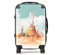 White Rabbit On A Beach Holiday Suitcase Warren Reed - Designer Yellow Cabin