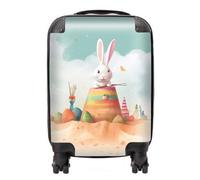 Warren Reed - Designer White Rabbit On A Beach Holiday Suitcase Mini Cabin, Multi