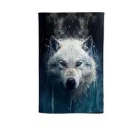 Warren Reed - Designer White Wolf Face Splashart Tea Towel Warren Reed - Designer White