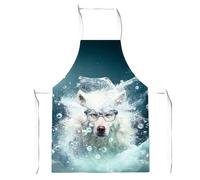 Warren Reed - Designer White Wolf With Glasses Splashart Apron Warren Reed - Designer White