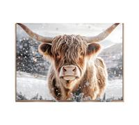 Wintery Highland Cow Chopping Board Warren Reed - Designer Brown One Size