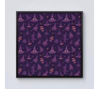 Warren Reed - Designer Witch Hats & Broomsticks Framed Canvas in Black | Size: W16" x H16" Warren Reed - Designer Black W16" x H16"