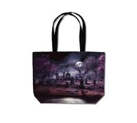 Warren Reed - Designer Witchs Moonlit Cemetery Design Beach Shopper Tote Bag in Purple Warren Reed - Designer Purple