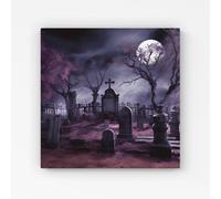 Warren Reed - Designer Witchs Moonlit Cemetery Design Canvas in Purple | Size: w40 inch x h40 inch Warren Reed - Designer Purple w40 inch x h40 inch