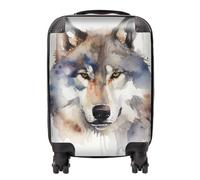 Warren Reed - Designer Wolf Watercolour Suitcase in Brown | Size: Medium Warren Reed - Designer Brown Medium
