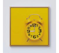 Warren Reed - Designer Yellow Alarm Clock Framed Canvas in Light Brown | Size: W30" x H30" Warren Reed - Designer Light Brown W30" x H30"