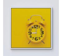 Warren Reed - Designer Yellow Alarm Clock Framed Canvas in Off-White | Size: W16" x H16" Warren Reed - Designer Off-White W16" x H16"