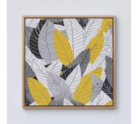 Warren Reed - Designer Yellow Grey Feather Leaves Framed Canvas in Light Brown | Size: W30" x H30" Warren Reed - Designer Light Brown W30" x H30"