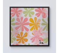 Warren Reed - Designer Yellow & Pink Flowers Framed Canvas in Black | Size: W30" x H30" Warren Reed - Designer Black W30" x H30"