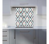 Warren Reed - Designer Zig Zag Abstract Pattern Kitchen Splashback in Blue | Size: 600mm x 650mm Warren Reed - Designer Blue 600mm x 650mm