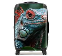 Warren Reed Finn Wilder: Blue Orange Lizard Suitcase - Medium