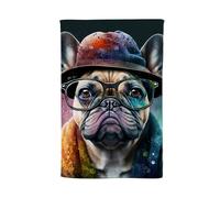 Warren Reed French Bulldog Dog With Glasses Splashart Tea Towel