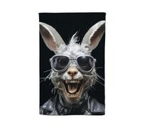 Warren Reed Funky Rabbit Face With Glasses Tea Towel
