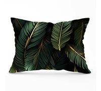 Warren Reed Green and Gold Leaves Cushions - 33cm x 48cm
