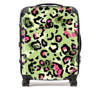 Warren Reed - Designer Green & Pink Leopard Print Suitcase | Size: Large Warren Reed - Designer Green Large
