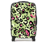 Warren Reed Green And Pink Leopard Print Suitcase - Medium