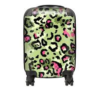 Warren Reed - Designer Green And Pink Leopard Print Suitcase Small, Multi