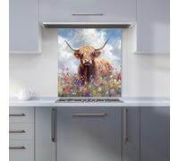 Warren Reed - Highland Cow In A Summer Meadow Kitchen Splashback - W600mm x H650mm